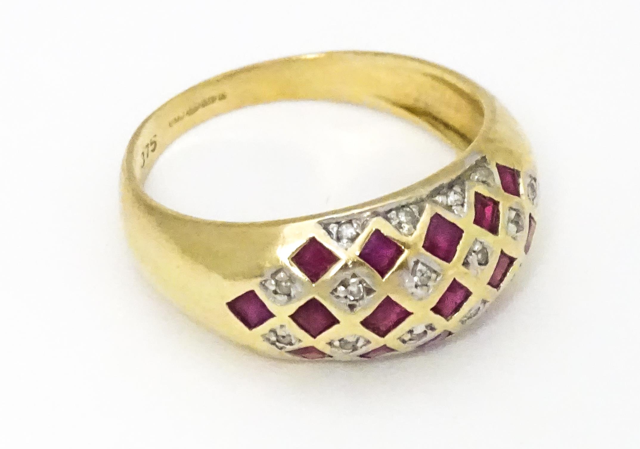 A 9ct gold ring set with rubies and diamonds. Ring size approx L 1/2 Please Note - we do not make - Image 4 of 7