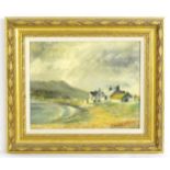 R. Walton, 20th century, Scottish School, Oil on canvas, Loch shore with waterfront houses and