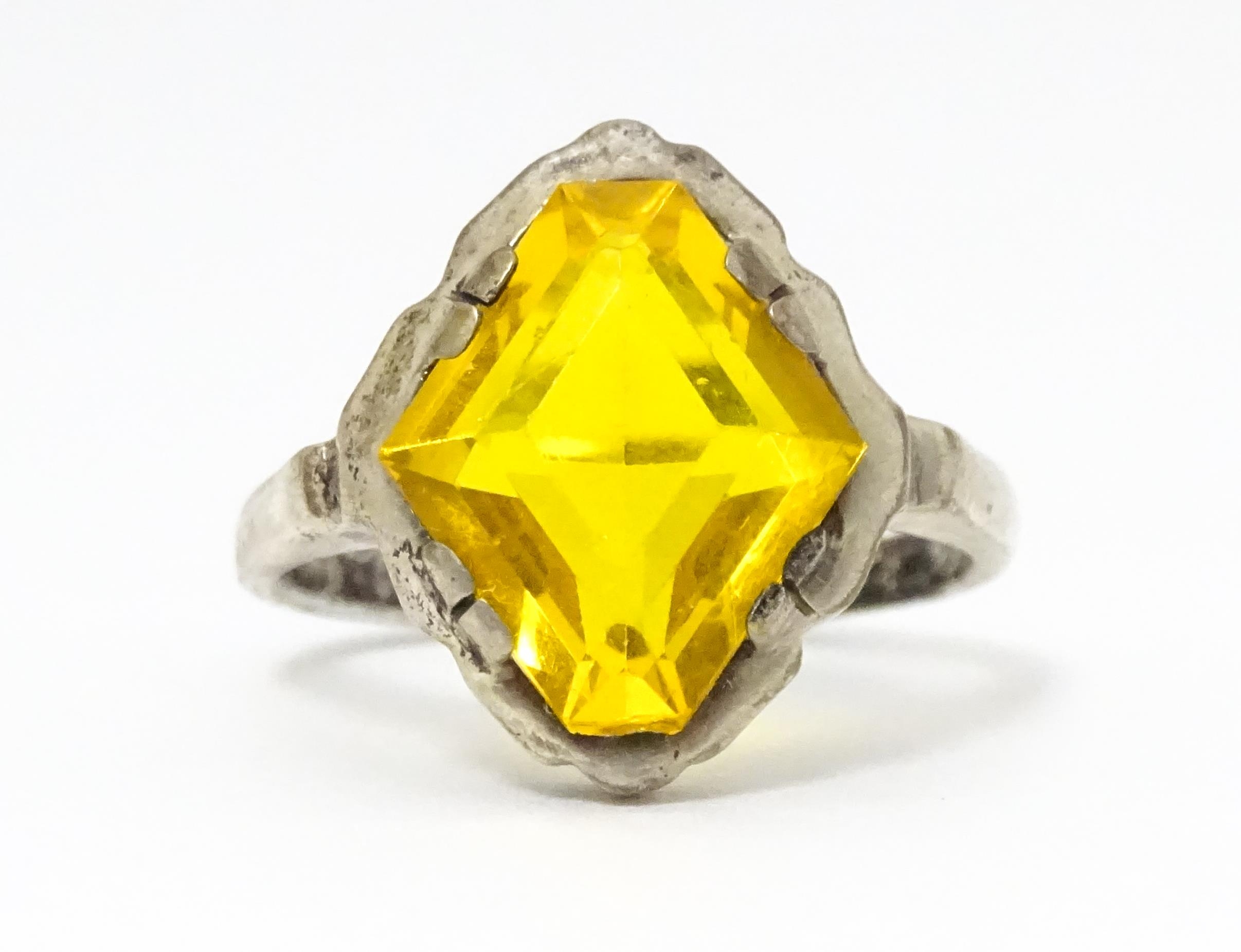 A Continental .835 silver ring set with citrine. Ring size approx. O Please Note - we do not make - Image 3 of 7