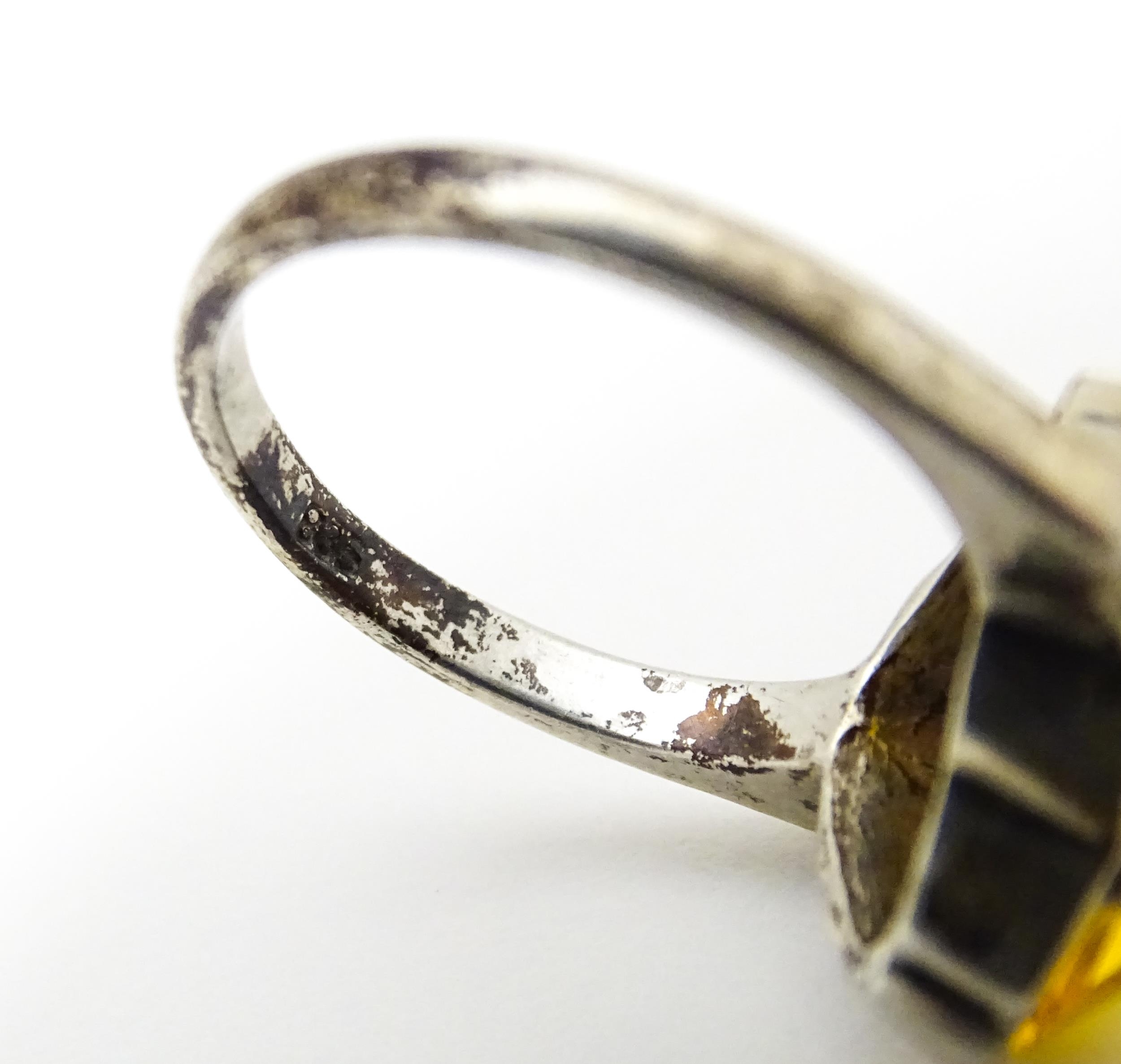 A Continental .835 silver ring set with citrine. Ring size approx. O Please Note - we do not make - Image 2 of 7