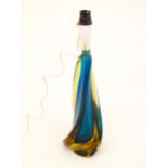 A mid 20thC art glass Murano Sommerso style table lamp, approx 15" tall Please Note - we do not make