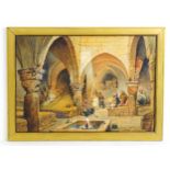 19th / 20th century, Orientalist School, Watercolour, A vaulted architectural interior with Middle