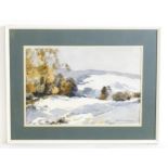 Edward Wesson, 20th century, Watercolour, Snow in the Downs. Signed lower right. Approx. 13" x 19