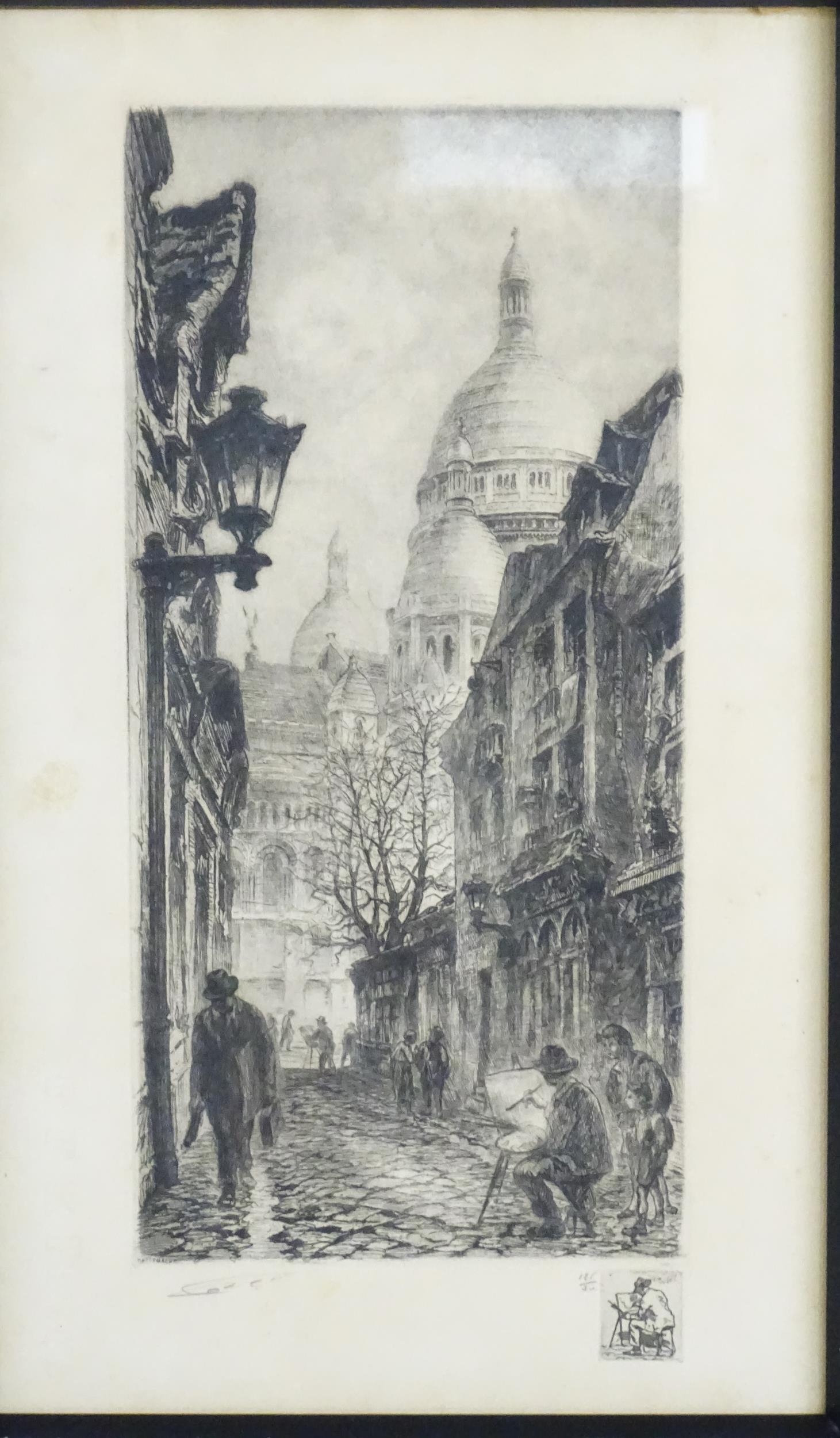 After Aime Edmond Dallemagne (1882-1971), French School, Limited edition etchings, Sacre Coeur, - Image 4 of 8