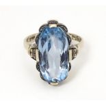 A Continental .830 silver ring set with aquamarine. Ring size approx. L 1/2 Please Note - we do