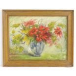 H. Dorn, 20th century, Oil on board, A still life study with poinsettia flowers and foliage in a