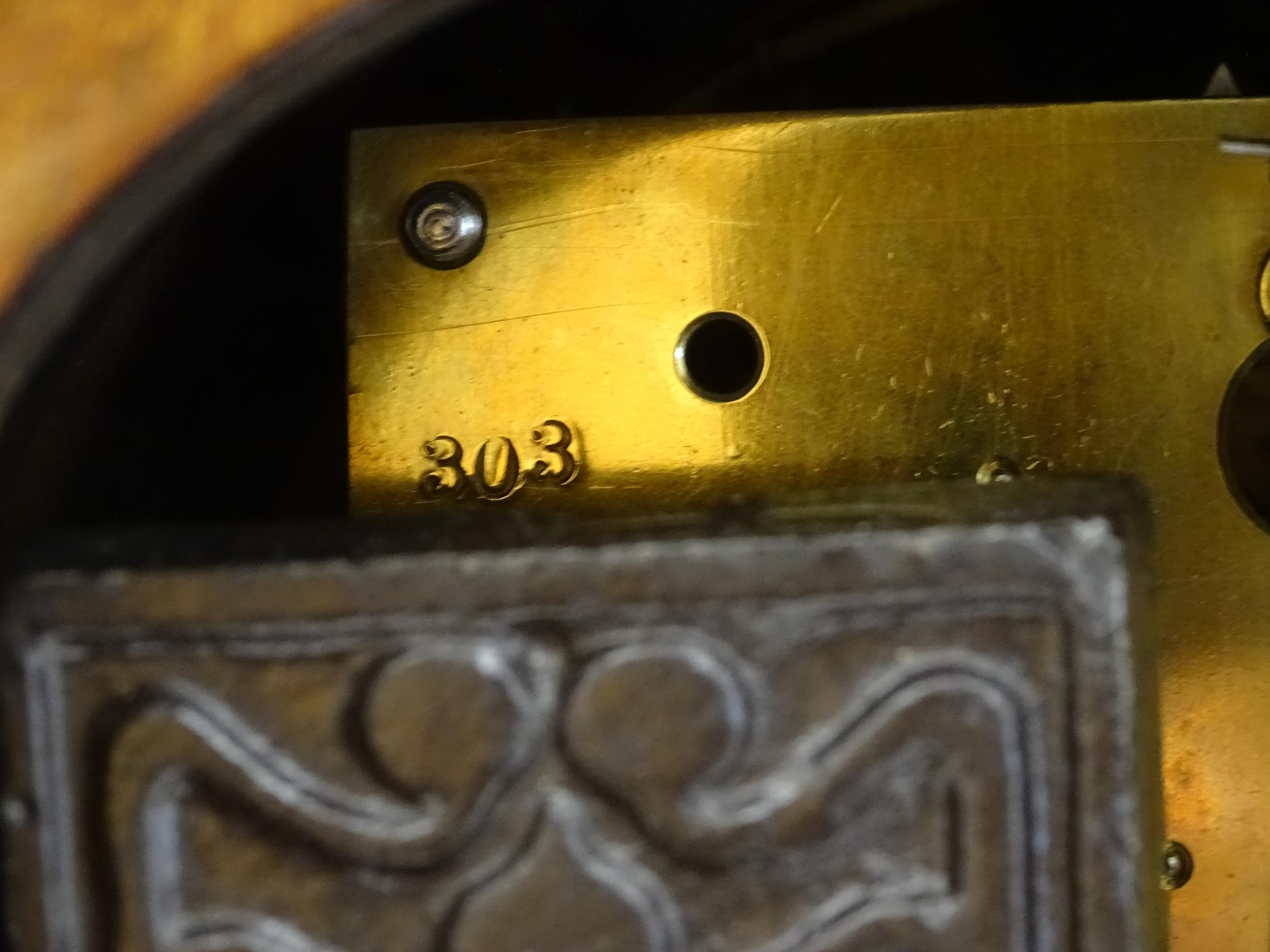 A mahogany cased mantle clock, the silvered dial with roman numerals and signed Robert Sawers - Image 2 of 11