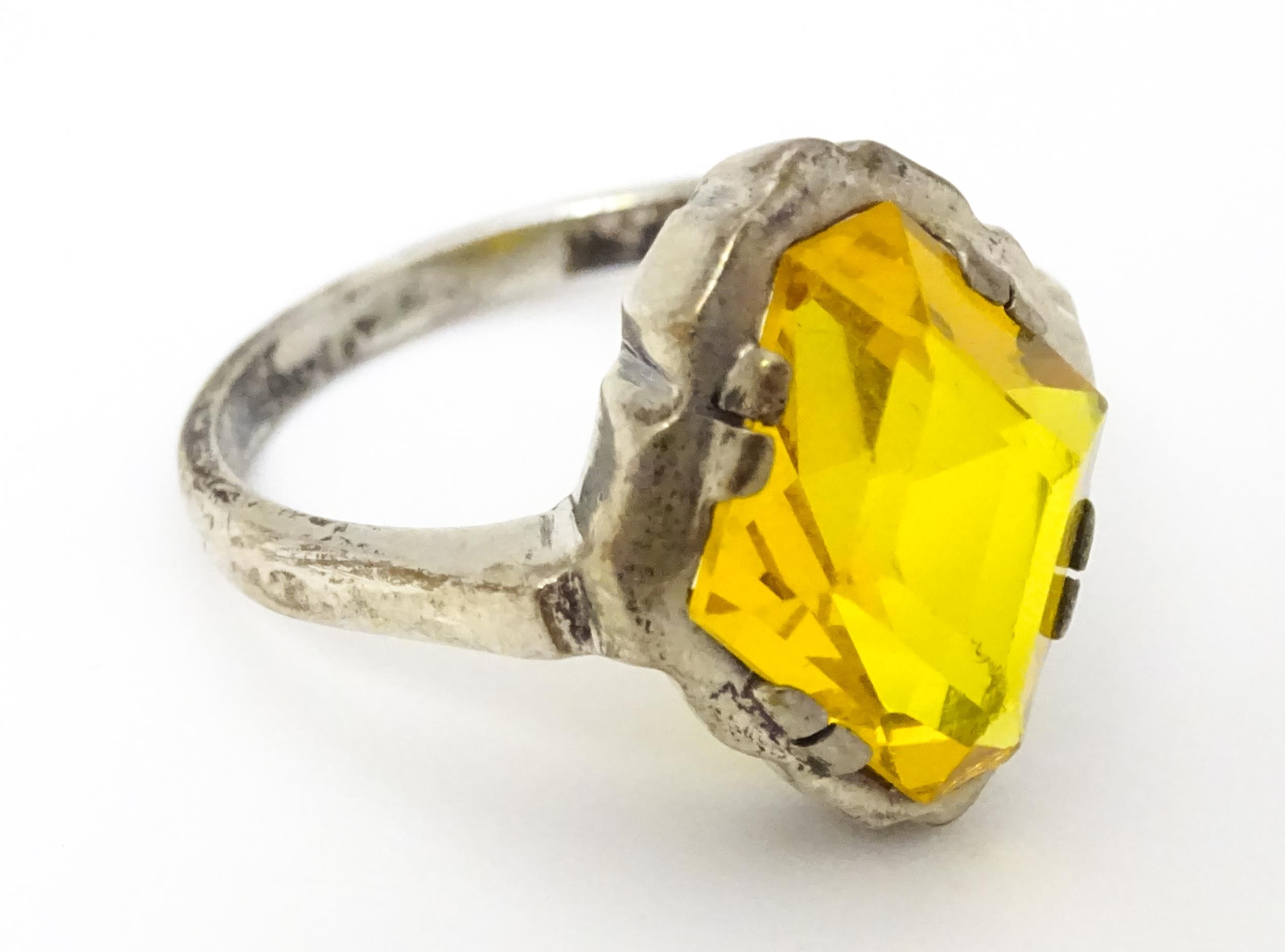 A Continental .835 silver ring set with citrine. Ring size approx. O Please Note - we do not make - Image 5 of 7