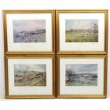 After John Gregory King (1924-2014), Four limited edition colour prints 58 / 250, Edlesborough, Race