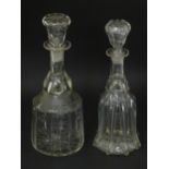 Two 19thC glass decanters. The tallest approx 11 1/2" (2) Please Note - we do not make reference