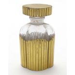 An Art Deco glass scent / perfume flask with gilt decoration and etched makers mark under MM