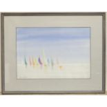 Nigel J. Greaves, 20thC, Pastel on paper, Out in Front, Yachts / boats racing. Signed lower left and