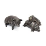 Three cast models of pigs / piglets . Approx 6" long (3) Please Note - we do not make reference to