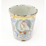 A Victorian tin and enamel beaker commemorating Queen Victoria's Diamond Jubilee depicting the Royal