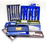 A quantity of cutlery with ceramic / porcelain handles, makers to include Royal Albert, Aynsley,