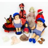 Toys: A quantity of assorted vintage dolls, to include a Flamenco dancer, etc. Largest approx. 20"