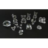 A quantity of Swarovski crystal items to include bears, pearl in oyster, chicken and chicks,