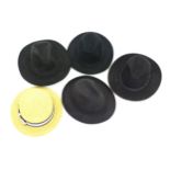Four fedora felt hats (makers: Fernandez y Roche, Seville - size 56 7 M, Borsalino, Italy - size