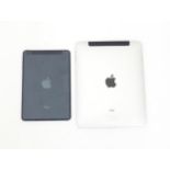 Two Apple iPads to comprising a silver iPad Model A1337 and a black iPad Mini Model A1455 (2) Please