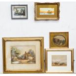 Assorted watercolours to include a country scene signed W. H. Pyne, St Marc's Square, Venice