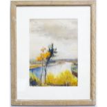 Edith Desseaux, 20th century, Watercolour, Autumnal river landscape. Signed and dated 1956 upper