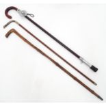 Three sticks, comprising a Crook de Luxe Junior shooting stick by Wm Mills (S'land) Ltd -