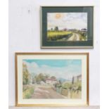 Two watercolours by Lionel Horsnell, to include Water Lane, Sherington and another. Both signed