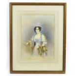 A. Arundale, 19th century, Watercolour, A portrait of Lady Townshend resting on a column. Ascribed