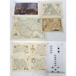 A quantity of reproduction maps to include a map of Sussex after Johan Blaeu, Saxton's map of