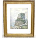A 19thC watercolour depicting coastal ruins. Dated 1887 lower right. Approx. 10" x 8 1/4" Please