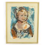 Michel Kikoine (1892-1968), Russian School, Lithograph, A portrait of a young girl, c. 1914,