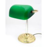 A banker's table lamp with green glass shade Please Note - we do not make reference to the condition