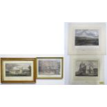 Four assorted prints / engravings to include Balmoral Castle after E. Duncan, Stewkley Church,