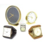 Mid 20thC clocks, comprising: a Westclox Big Ben repeater mantel clock, a Junghans cube formed alarm
