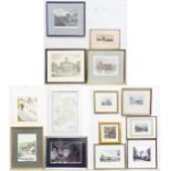 A quantity of assorted prints / engravings and watercolours to include The Chapel Hall of Trinity