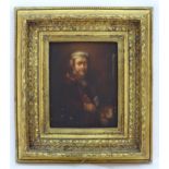 After Rembrandt van Rijn (1606-1669), 20th century, Oil on board, Self portrait at his easel.