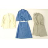 Vintage fashion / clothing: 4 items of clothing to include a matching blue suede skirt and jacket