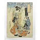 After Keisai Eisen (1790-1848), Japanese School, Woodblock print, A Geisha receiving a letter