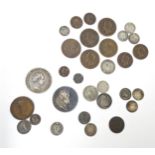Coins: A quantity of Italian coins to include a Sardinian 5 Lire 1824, Tornesi 1833, Leopold II
