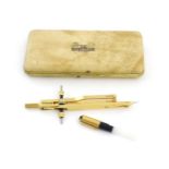 A cased J. S. Staedtler (commemorative 1835-1985, 150th anniversary) compass with gilt finish,