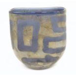 An Azurene style art glass vase with rectangular detail. In the manner of Michael Harris for Isle of