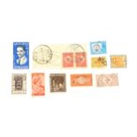 Eleven 20thC postage stamps from Jordan, Aden - Kathiri State of Seiyun, Cyprus, Turkey, etc. (11)