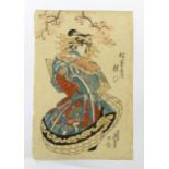 After Keisai Eisen (1790-1848), Japanese School, Woodblock print, A portrait of a Geisha with