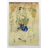 After Utagawa Kunisada (1786-1865), Japanese School, Woodblock print, A portrait of an actor
