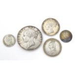 Coins : Five assorted Victorian silver coins to include one dated 1844 (5) Please Note - we do not