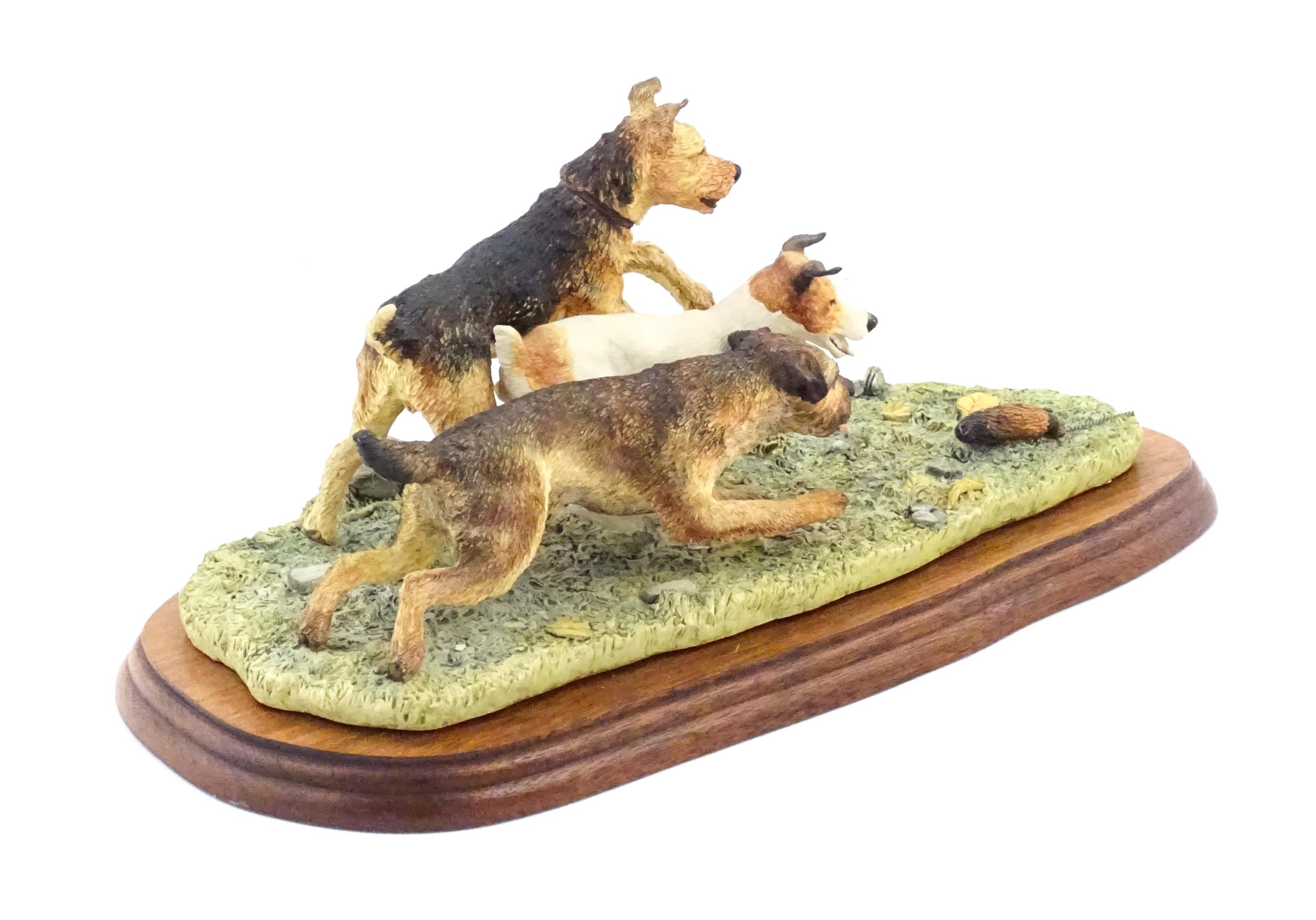 A Border Fine Arts model Terrier Race, by Margaret Turner, model no. B0242. Within a glazed case. - Image 2 of 8