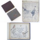 An early 20thC autograph album / scrapbook containing various pen and ink drawings copied from