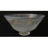 An art glass bowl with marbled detail. Approx. 3" high x 6" diameter Please Note - we do not make