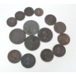 Coins: A quantity of George III coins to include a cartwheel penny dated 1797, etc. (15) Please Note