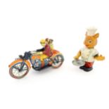 Toys: Two 20thC tinplate clockwork toys to include a motorbike and sidecar, and a Japanese